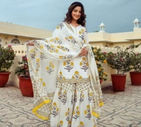BRISA Women's Printed Cotton Kurti Pant And Dupatta Set - M to XXL (38 - 44)