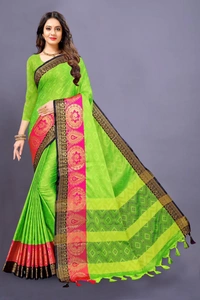 BRISA Women's Heavy Kashmira Cotton Silk Sarees