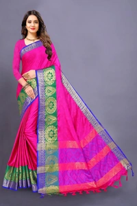 BRISA Women's Heavy Kashmira Cotton Silk Sarees