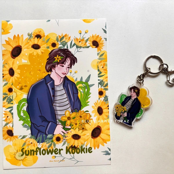 Sunflower Kookie Art print Nd Keychain Combo