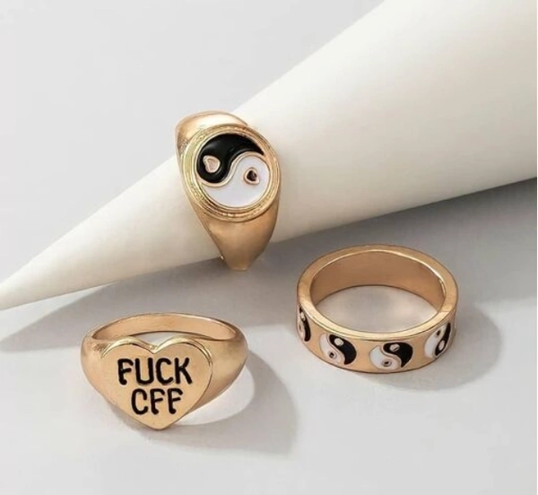 Yin Yang Ring  - 17, Black & White 
