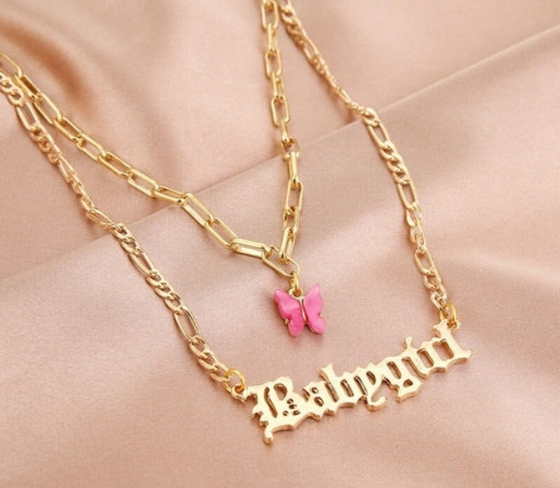 Stunning Gold Plated Double layered Babygirl Necklace for Women and Girls