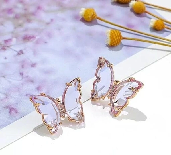 Crystal Butterfly Earring - Non- Adjustable, Lilac