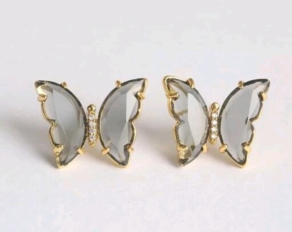 Crystal Butterfly Earring - Non- Adjustable, Lilac