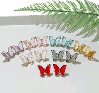 Crystal Butterfly Earring - Non- Adjustable, Lilac