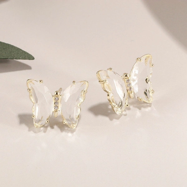 Crystal Butterfly Earring - Non- Adjustable, Lilac