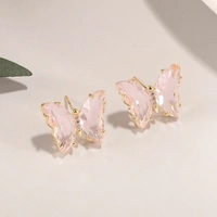 Crystal Butterfly Earring - Pink 