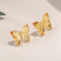 Crystal Butterfly Earring - Non Adjustable, Yellow