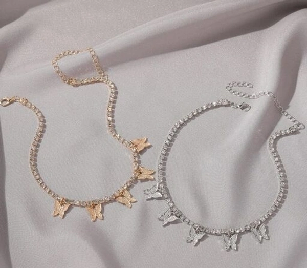 Butterfly tennis choker  - Adjustable, Gold