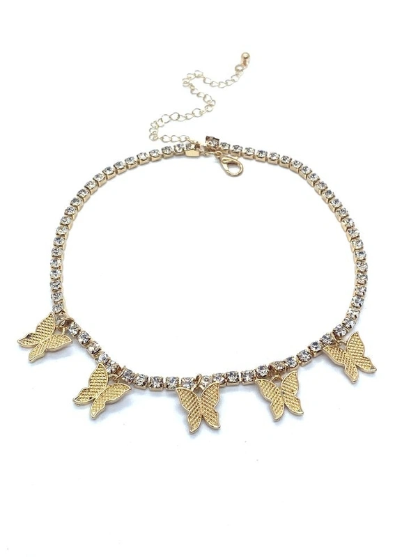 Butterfly tennis choker  - Adjustable, Gold