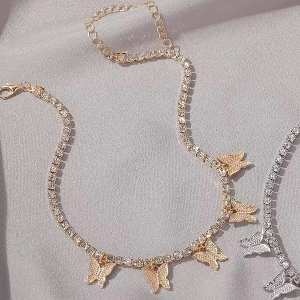 Butterfly tennis choker  - Adjustable, Gold