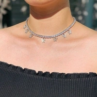 Butterfly tennis choker  - Adjustable, Silver 