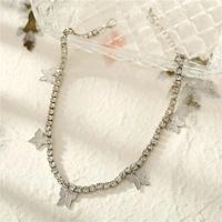 Butterfly tennis choker  - Adjustable, Silver 