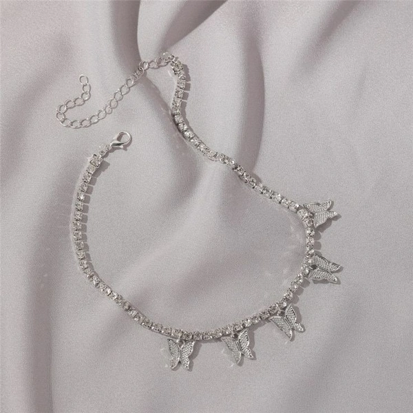 Butterfly tennis choker  - Adjustable, Silver 