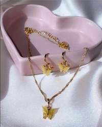 Butterfly Necklace Earring set  - Lilac 