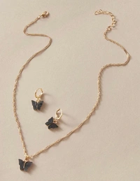 Butterfly Necklace Earring set  - Lilac 