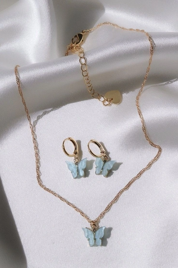 Butterfly Necklace Earring set  - Lilac 