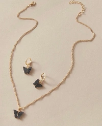 Butterfly Necklace Earring set  - Black