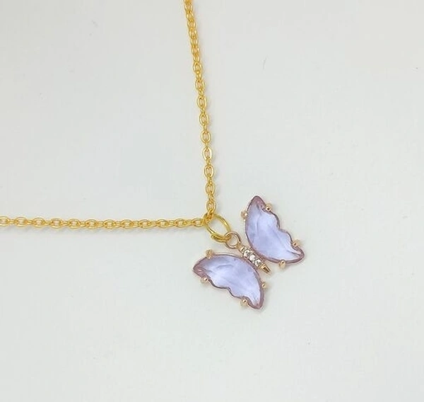 Crystal Butterfly necklace - Lilac 