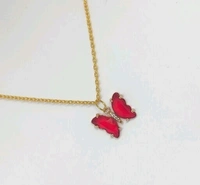 Crystal Butterfly necklace - Red