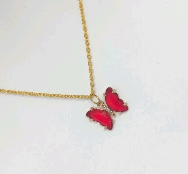 Crystal Butterfly necklace - Red