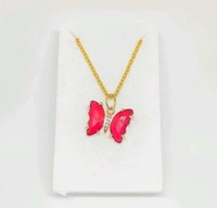 Crystal Butterfly necklace - Red