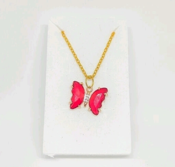 Crystal Butterfly necklace - Red