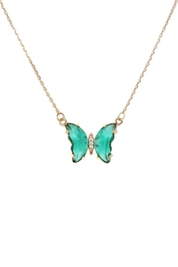 Crystal Butterfly necklace - Green