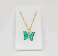 Crystal Butterfly necklace - Green