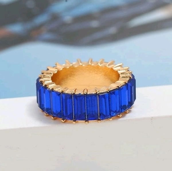 Crystal Band Ring - 17, Blue