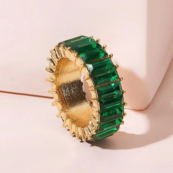 Crystal Band Ring - 17, Green