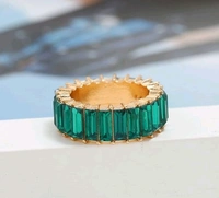 Crystal Band Ring - 17, Green