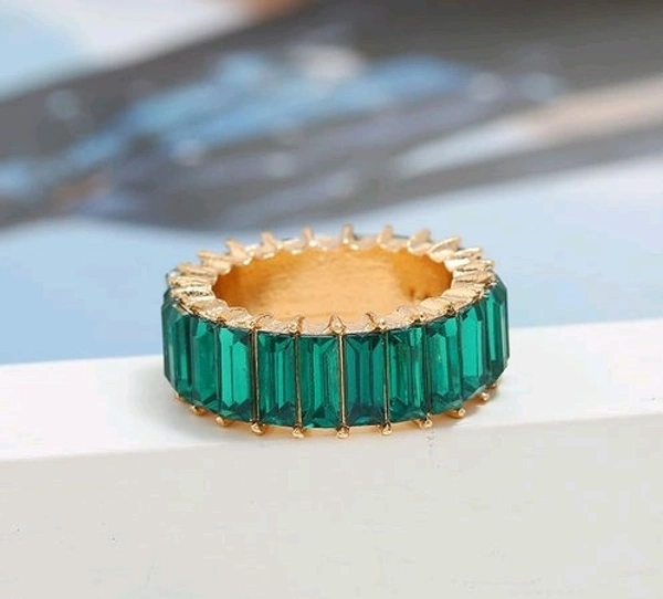 Crystal Band Ring - 17, Green