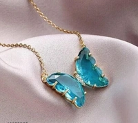 Crystal Butterfly Necklace - Blue