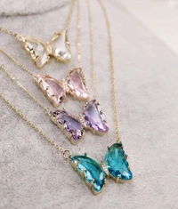 Crystal Butterfly Necklace - Blue