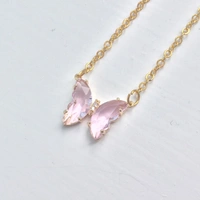 Crystal Butterfly Necklace - Blue