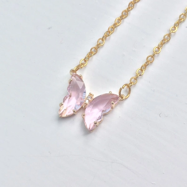 Crystal Butterfly Necklace - Blue