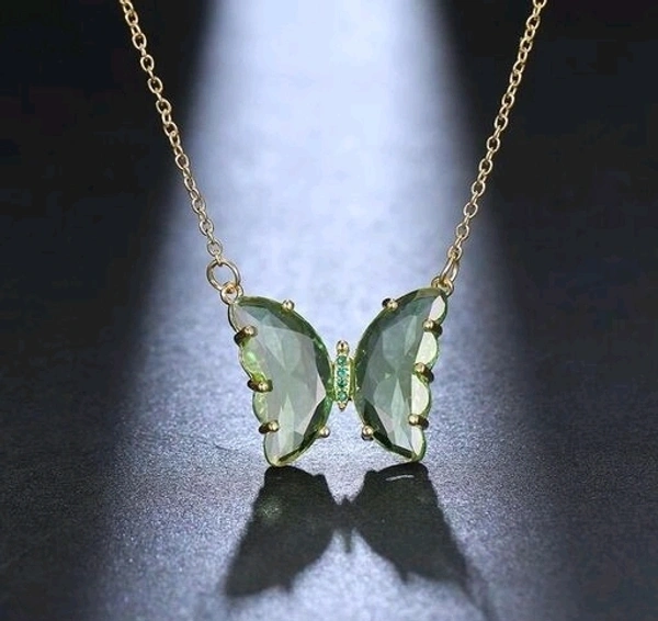 Crystal Butterfly Necklace - Blue