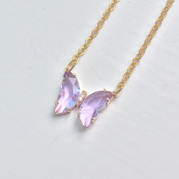 Crystal Butterfly Necklace - Blue