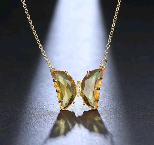 Crystal Butterfly Necklace - Yellow