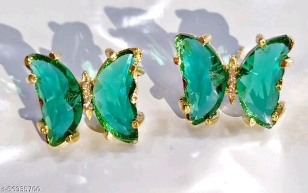 Crystal Butterfly Earring - Green, adjustable