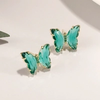 Crystal Butterfly Earring - Green, adjustable