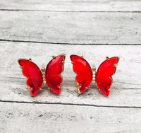 Crystal Butterfly Earring - Red