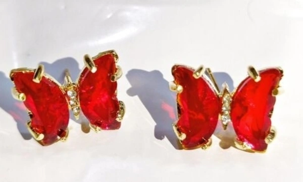 Crystal Butterfly Earring - Red