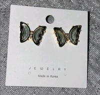Crystal Butterfly Earring - Black