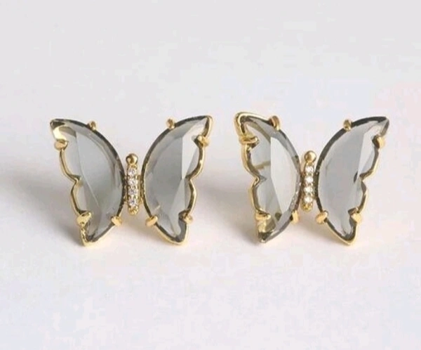 Crystal Butterfly Earring - Black