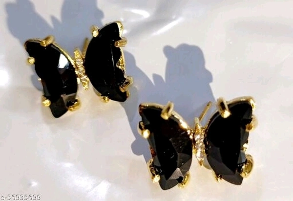Crystal Butterfly Earring - Black