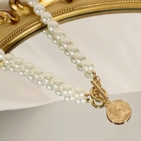 Coin Pearl Necklace  - Adjustable, White