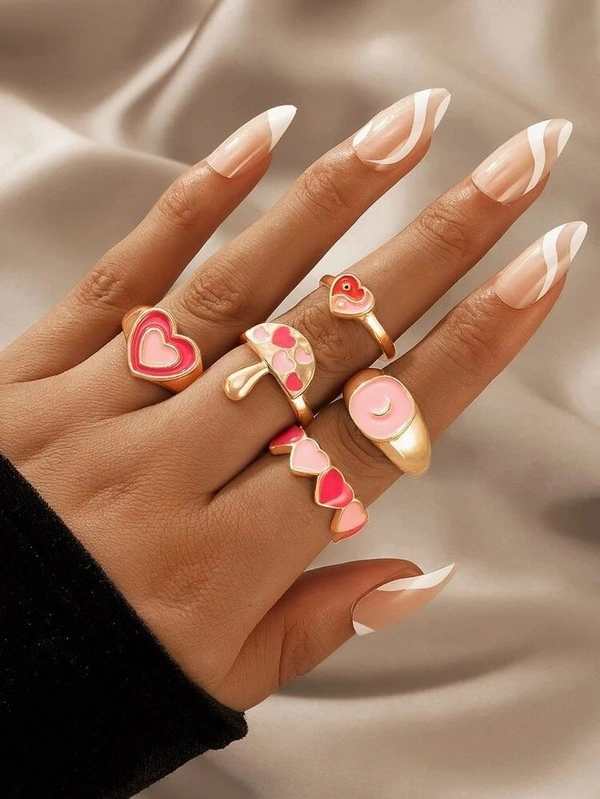 Y2k Chunky Ring  - Free Size, Pink