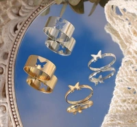 Butterfly Couple Ring  - Golden, Adjustable
